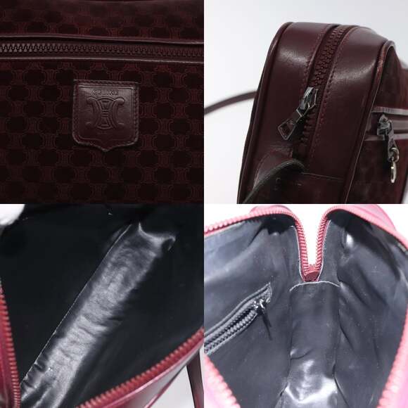 CELINE Macadam Canvas Shoulder Bag Bordeaux - Picture 11 of 12